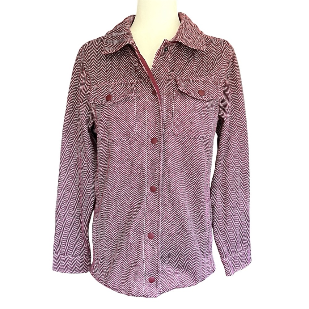 Lands' End Jacket Size Medium Burgundy Red Preppy Outdoor Gorp Classic Fleece